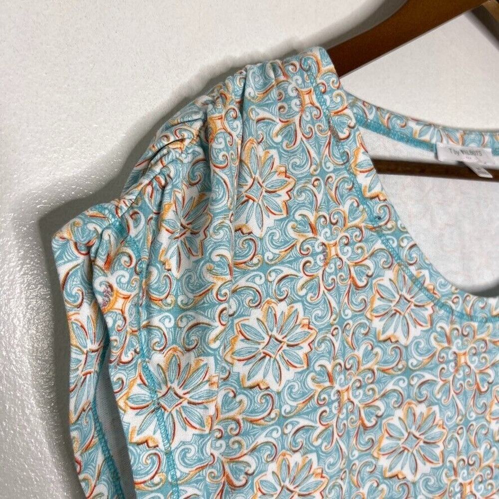 Talbots Light Blue Floral Short Sleeve Beach Dress Size Medium